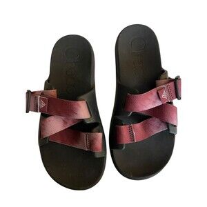 Chaco Women's Chillos Slip On Comfort Slide Sandals Burgundy/Black Size:8